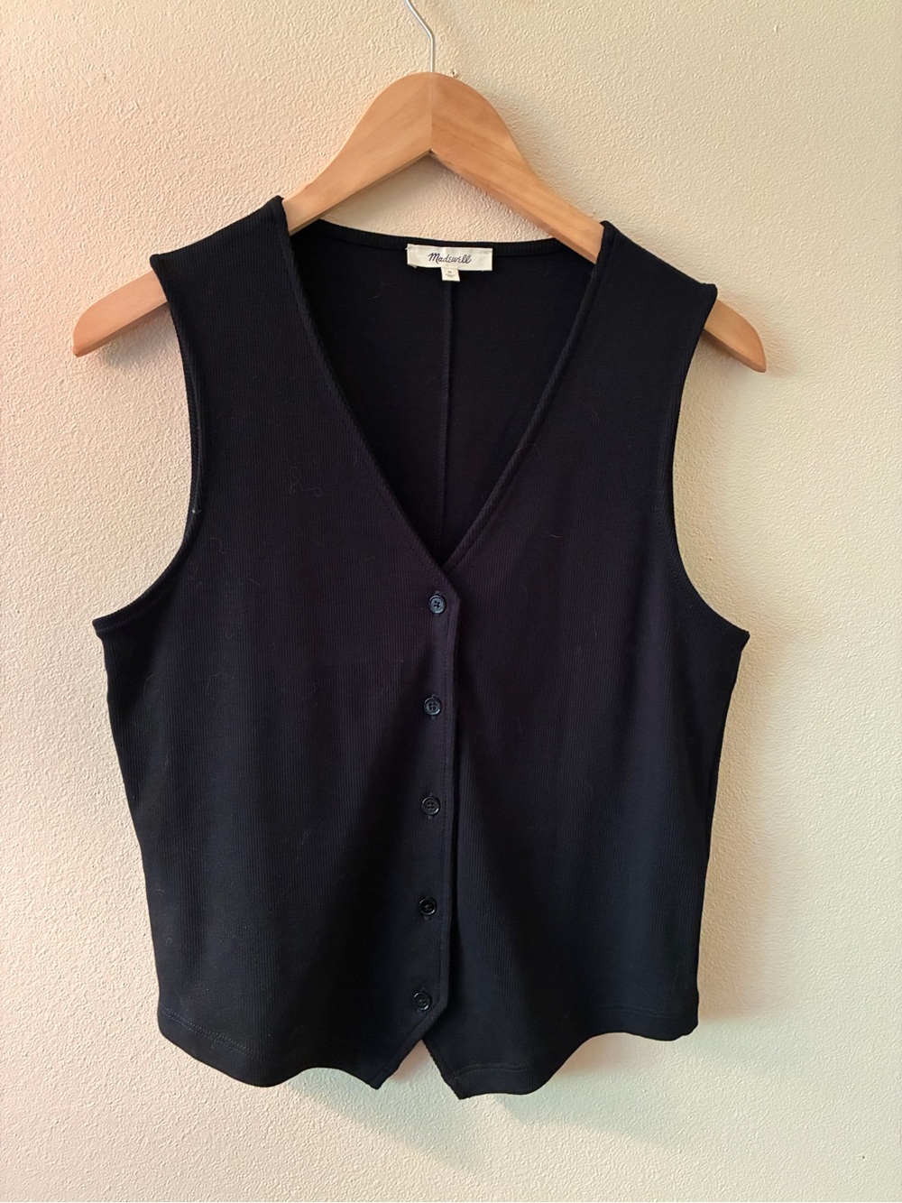 Black Madewell ribbed vest, cotton, size M